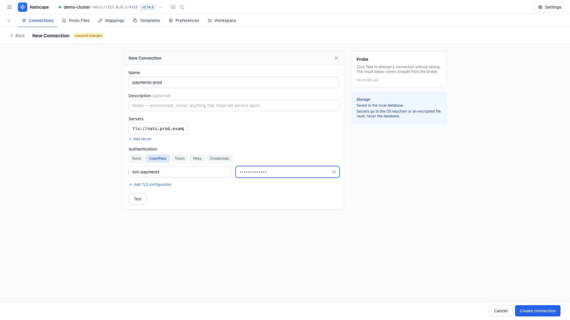 Connection form