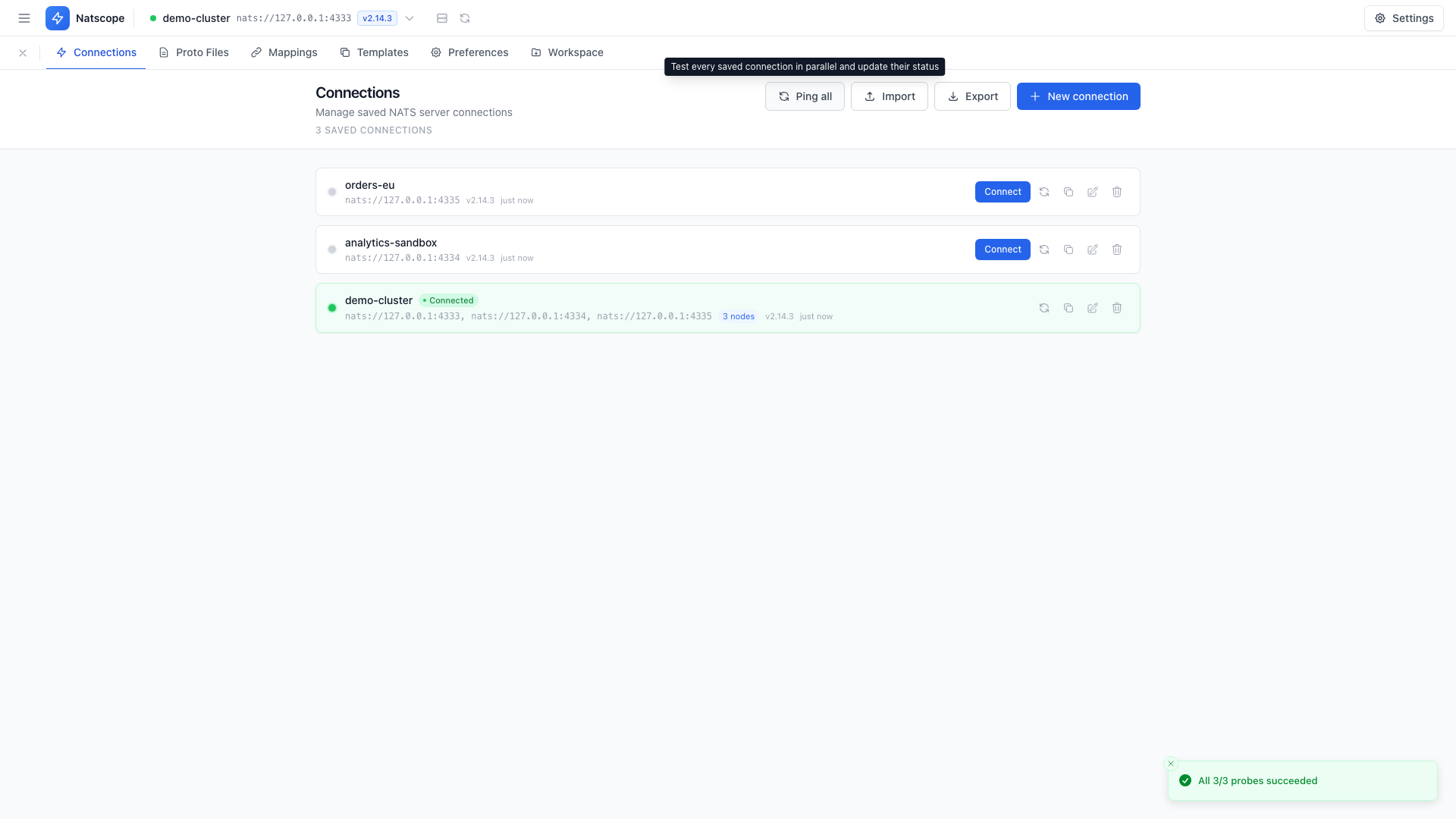 Saved connections