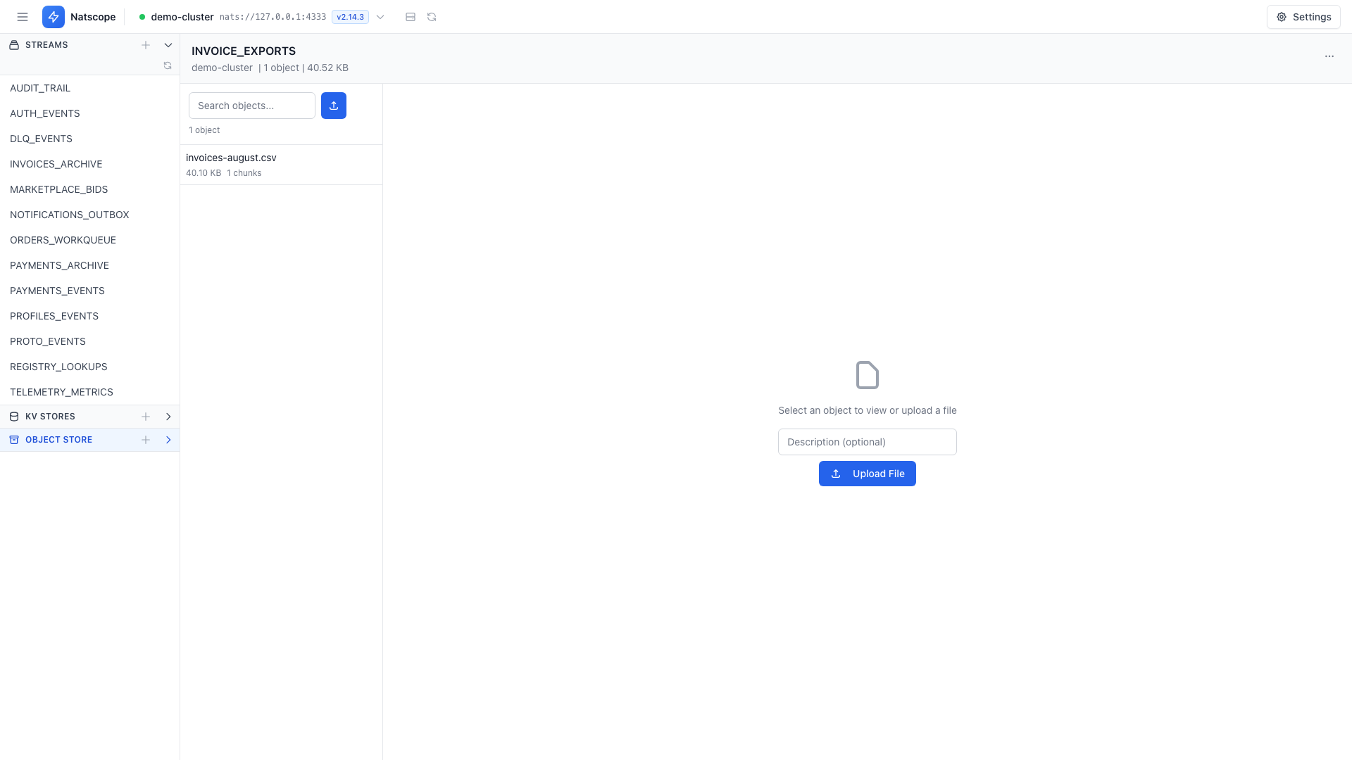 Object bucket listing